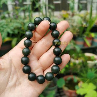 和田玉青玉手串女款12mm玉珠子手链串珠真玉圆珠油性足天然玉石珠