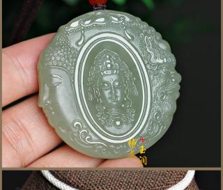 博文玉润 天然新疆和田玉一念之间吊坠青玉佛魔挂件男女款玉石饰品玉