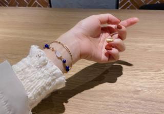 青金石手链7mmdiy女款搭配14k包金月光石貔貅和田玉青金石手链